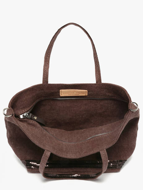 Handtas Cabas Linnen En Pailletten Vanessa bruno Bruin cabas lin 31V40435 ander zicht 3